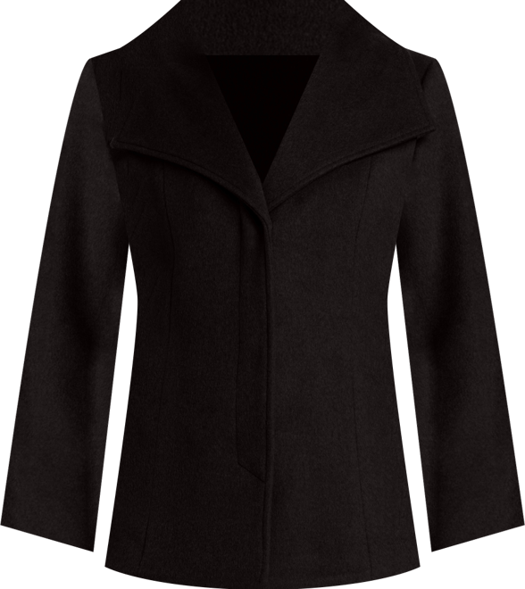 Women's Short Wool Coat With Fixed Bib