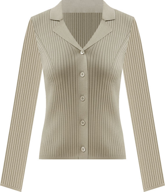 Women's Lapel Collar Spun Silk Cardigan for Women