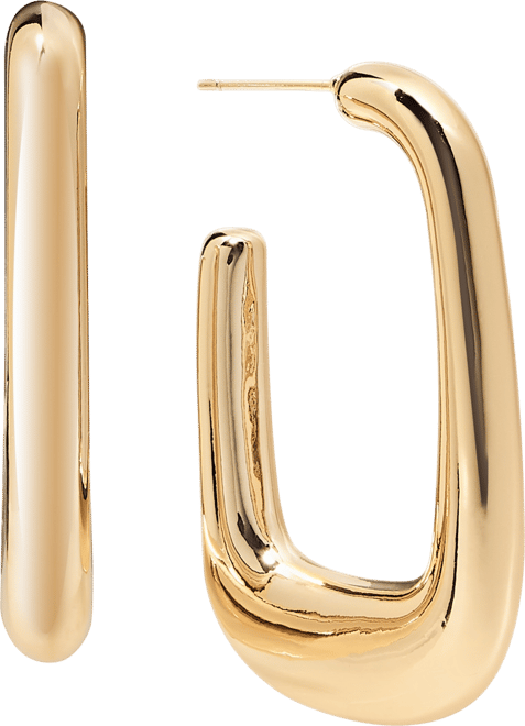 Silver, Gold Plated Brass Puff Dimensional Hoop Earring