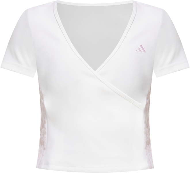 Women's Surplice-Neck Three-Stripes Short-Sleeve T-Shirt