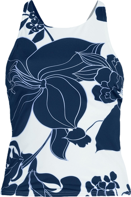 Women's D-Cup Tugless High Neck Strappy Back Tankini Swimsuit Top