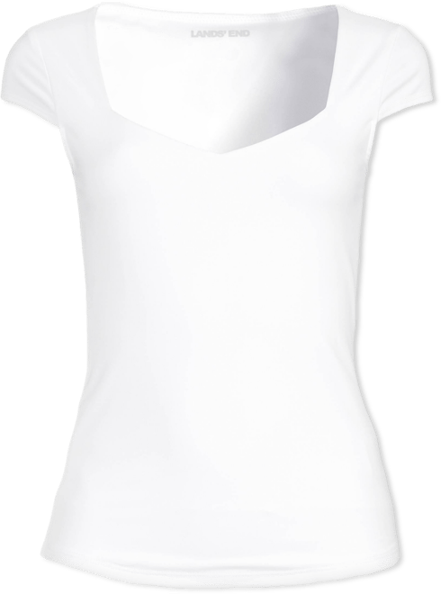 Women's Cap Sleeve Tugless Double Layer Sweetheart Knit Top