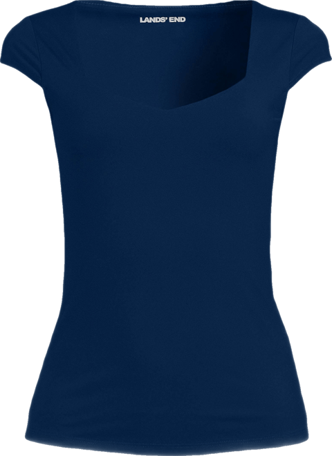 Women's Cap Sleeve Tugless Double Layer Sweetheart Knit Top