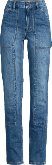 Women's Plus Size Soft Denim High Rise Rail Straight Leg Utility Jeans
