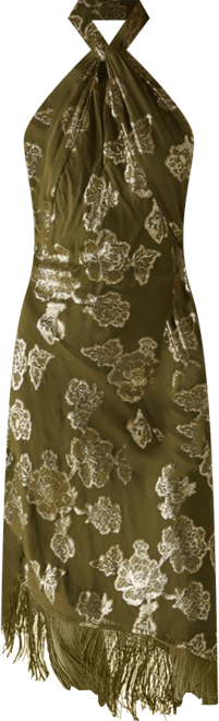 Women's Metallic Chiffon Wrap Front Midi Dress