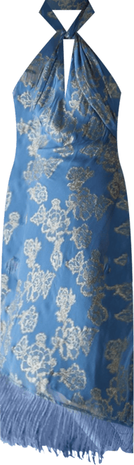 Women's Metallic Chiffon Wrap Front Midi Dress