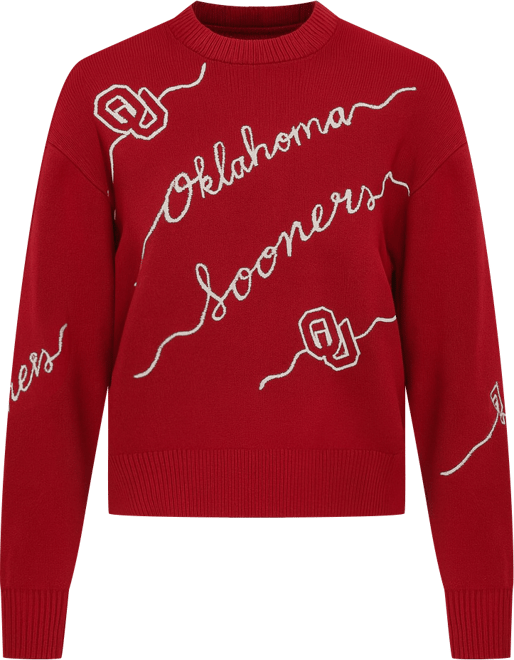 Women's Crimson Oklahoma Sooners Love Note Embroidered Pullover Sweater