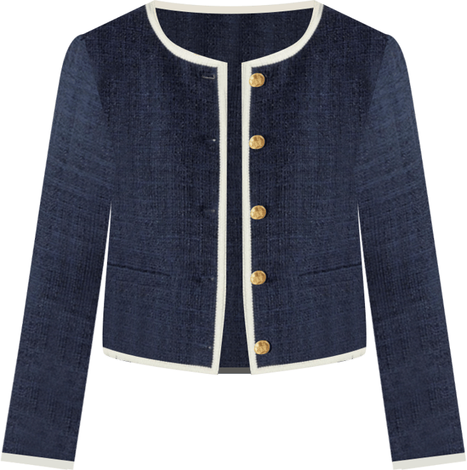 Women's Collarless Tweed Jacket