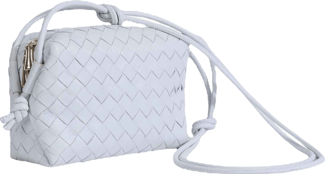 Women's White Woven Leather Crossbody Bag