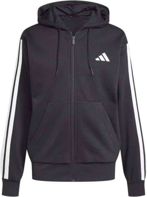 adidas 3 Stripe Full Zip Mens Hooded Long Sleeve Sweatshirt - JCPenney