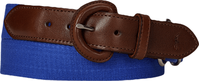 Men's Webbed Cotton & Leather Belt
