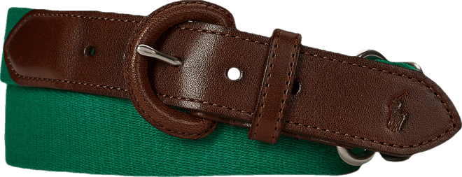 Men's Webbed Cotton & Leather Belt