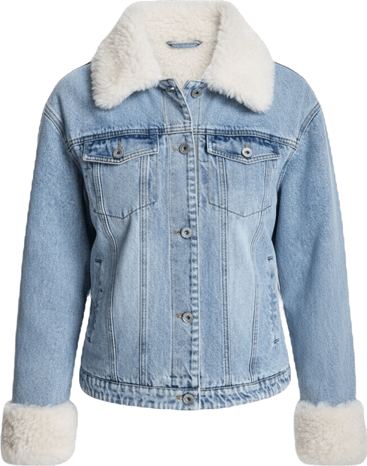 Women's Denim Jacket with Shearling Trim