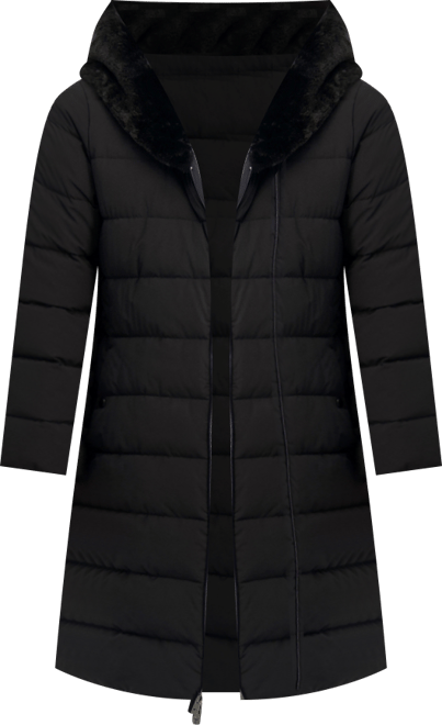 Women's Faux-Fur-Trim Hooded Belted Puffer Coat