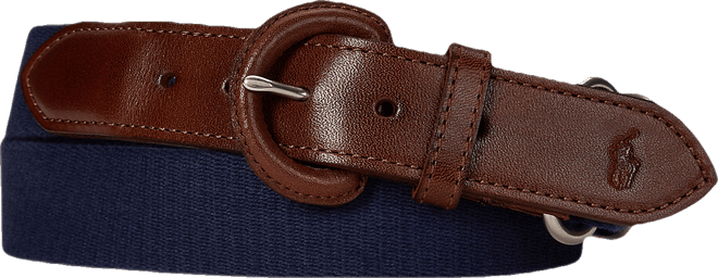 Men's Webbed Cotton & Leather Belt