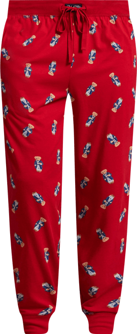 Men's Rib Waistband Knit Bear Pajama Jogger Pants