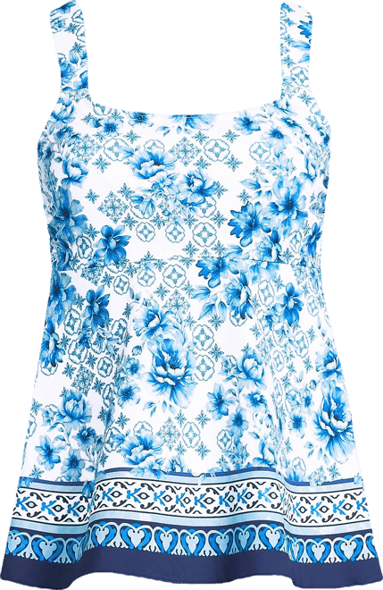 Women's Petite Adjustable Scoop Neck Flutter Tankini Top