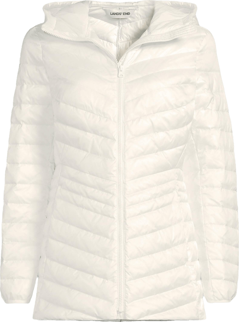 Women's Petite Wanderweight Packable Down Hooded Long Jacket