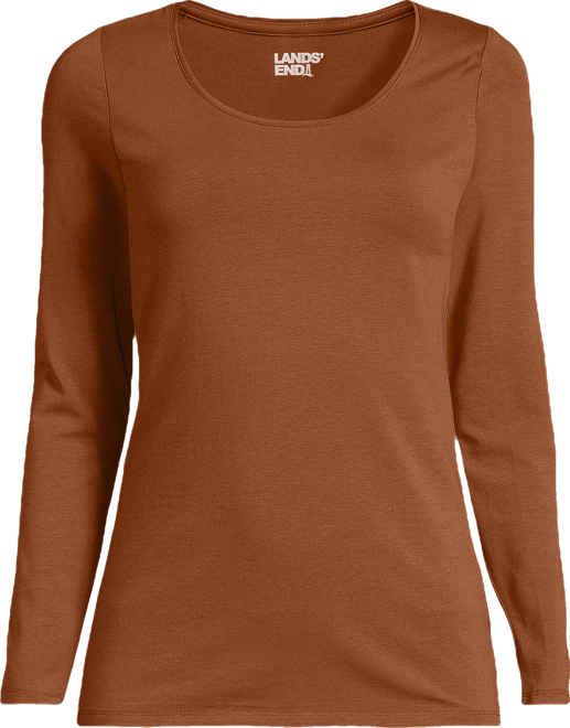 Women's Lightweight Jersey Skimming Long Sleeve Scoop Neck T-shirt