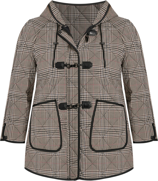 Plus Size Hooded Toggle-Front Quilted Coat