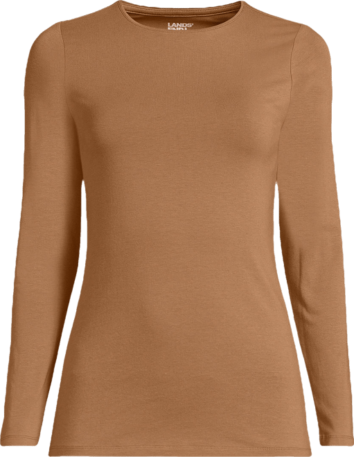 Women's Lightweight Jersey Skimming Long Sleeve Crew Neck T-shirt