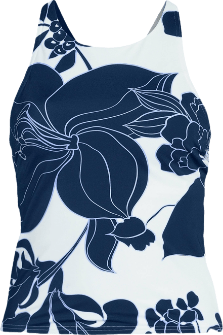 Women's Tugless High Neck Strappy Back Tankini Swimsuit Top