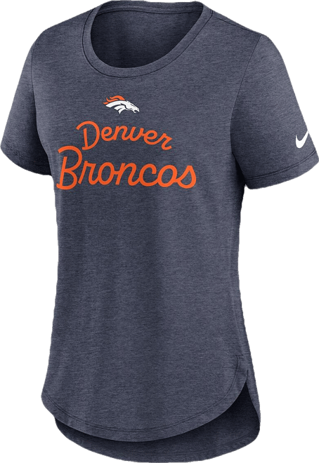 Women's Navy Denver Broncos Script Tri-Blend T-Shirt