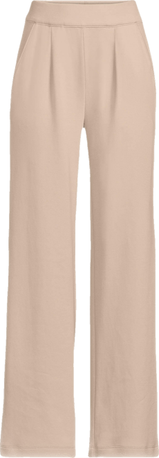 Women's Petite Sport Knit High Rise Pleated Wide Leg Pants