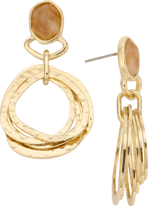 Stone & Hammered Ring Doorknocker Drop Earrings, Macy's Exclusive