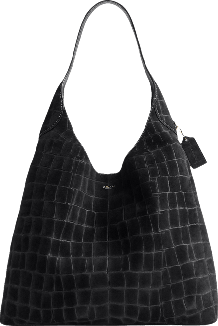 COACH Brooklyn Extra-Large Crocodile-Embossed Suede Shoulder Bag