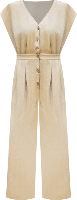 Women's Elegant Button-Down Wide Leg Jumpsuit