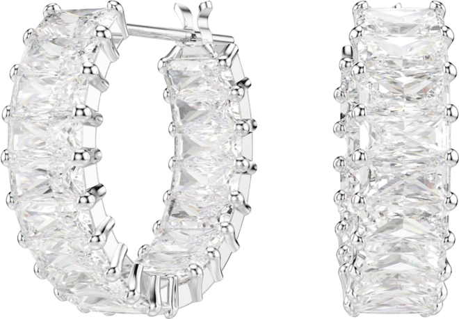 Matrix Rhodium Plated Hoop Earrings