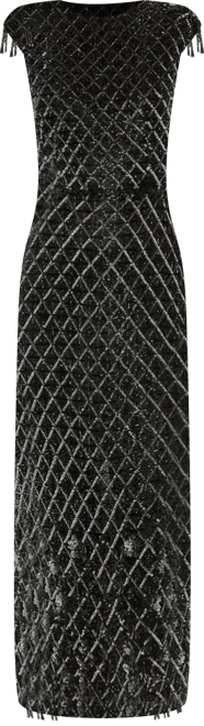 Women's High Neck Dress w/ Crystal Fringe Detail