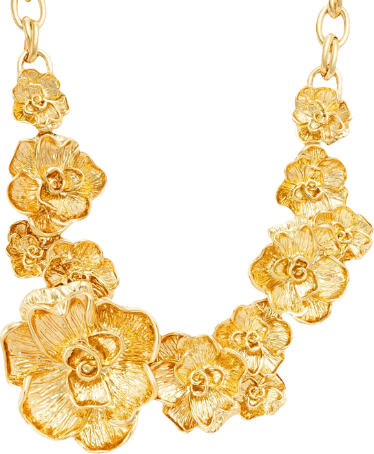 AQUA Abstract Flower & Leaf Statement Necklace, 18