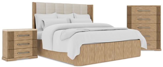 Frandlyn 3-Pc. King Bedroom Set (Bed, Chest & Stone Top Nightstand)