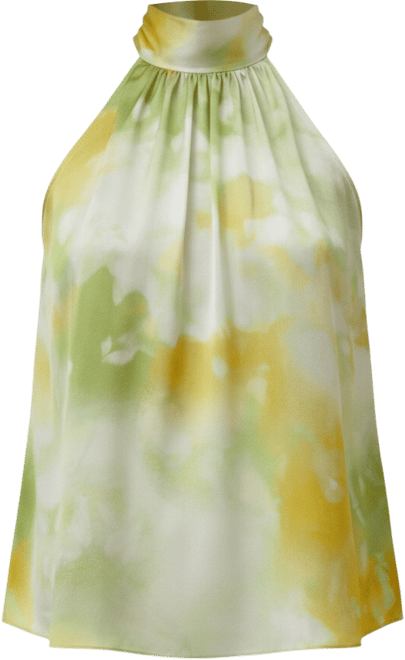 Women's Print Silk Charmeuse Halter Neck Top