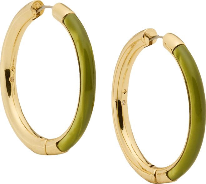Gold-Tone Interlock Tortoise Medium Hoop Earrings, 1.34"
