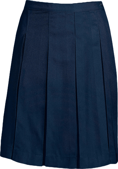 Women's Top of Knee Solid Box Pleat Skirt