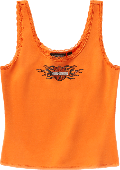 Women's Vintage Flames Bling Lace Trim Tank | Harley-Davidson USA