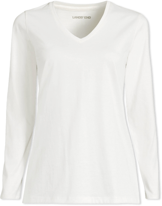 Women's Tall Supima Cotton Long Sleeve V-Neck T-Shirt