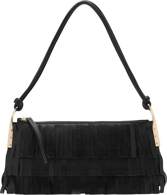 Women's Fringes Detail Large Leather Shoulder Bag