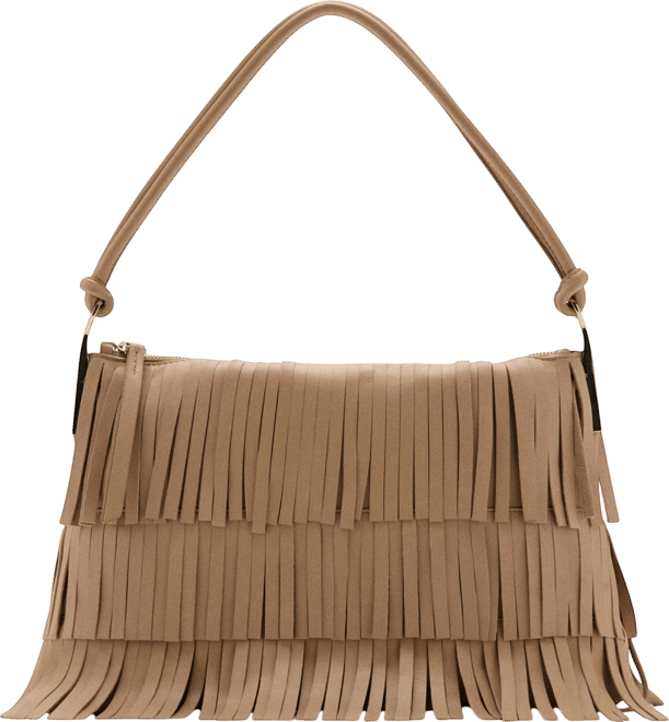 Women's Fringes Detail Large Leather Shoulder Bag
