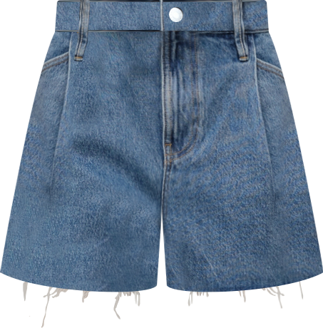 Women's Frayed Hem and Pleats Denim Shorts