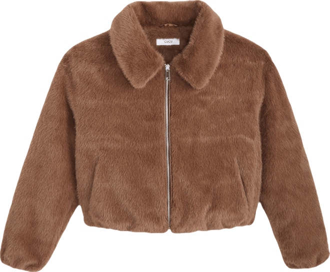 Women's Collared Faux-Fur Bomber Coat