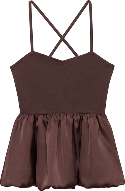 Women's Crossed Back Combined Fabric Top