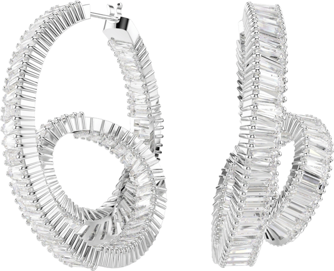 Matrix Rhodium Plated Hoop Earrings