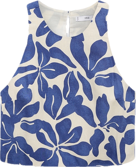 Women's Printed Linen-Blend Top