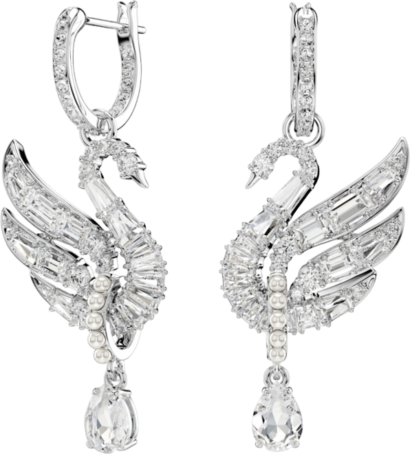 Swan Vienna Rhodium Plated Earrings