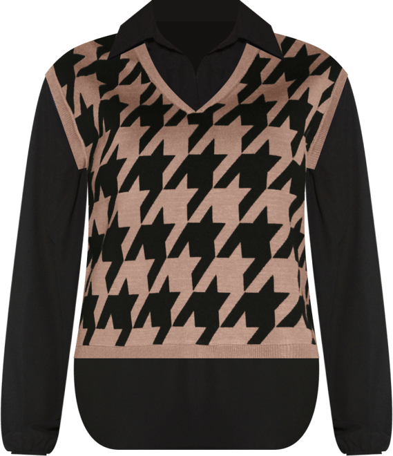 Women's Houndstooth Two-Fer Sweater