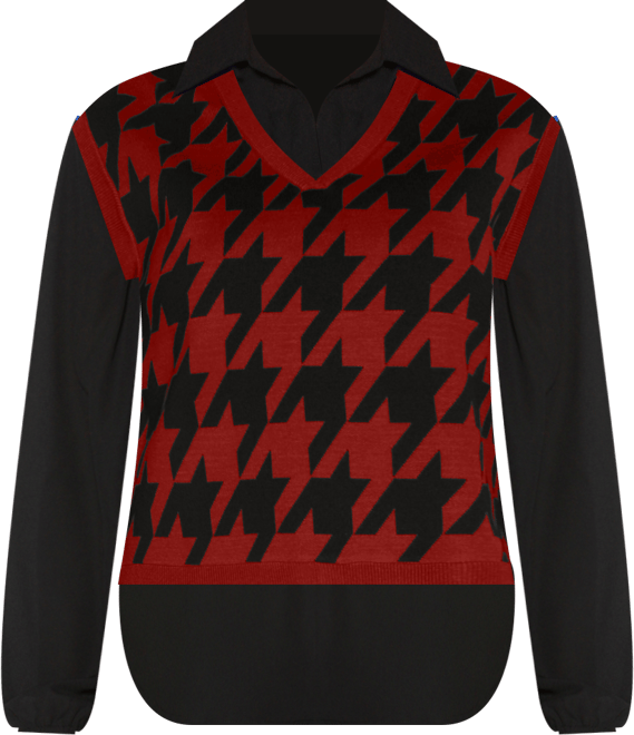 Women's Houndstooth Two-Fer Sweater